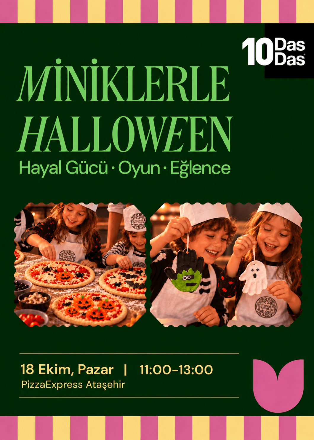 Miniklerle Halloween & Pizza Atölyesi | PizzaExpress x Mudita afişi